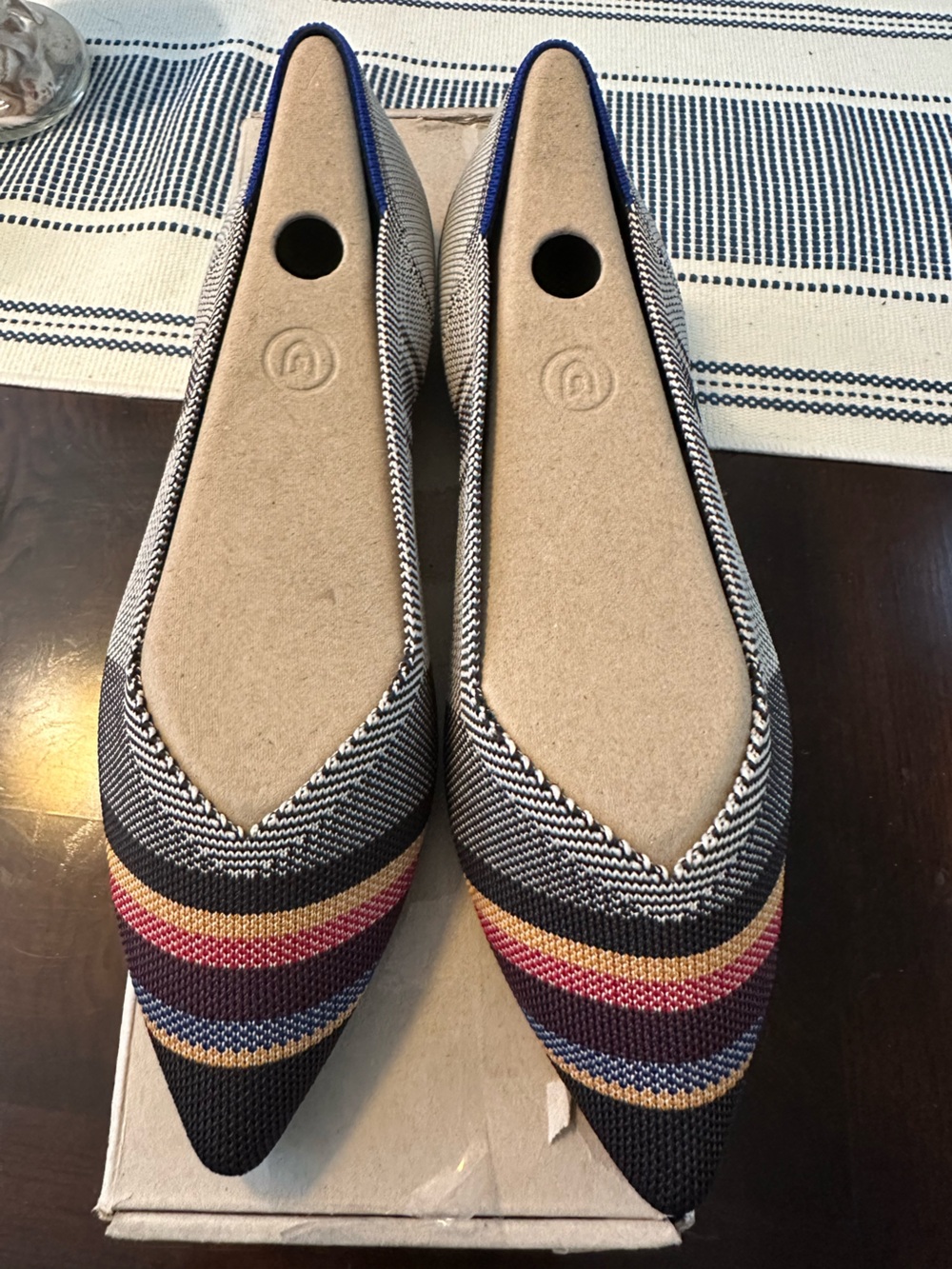 Rothy’s VIB Inverse Stripe Points Knit Stripe Flats Size 9.5